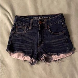 American Eagle hi rise shortie denim shorts